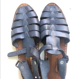 Blue Jeffrey Campbell fisherman sandal.